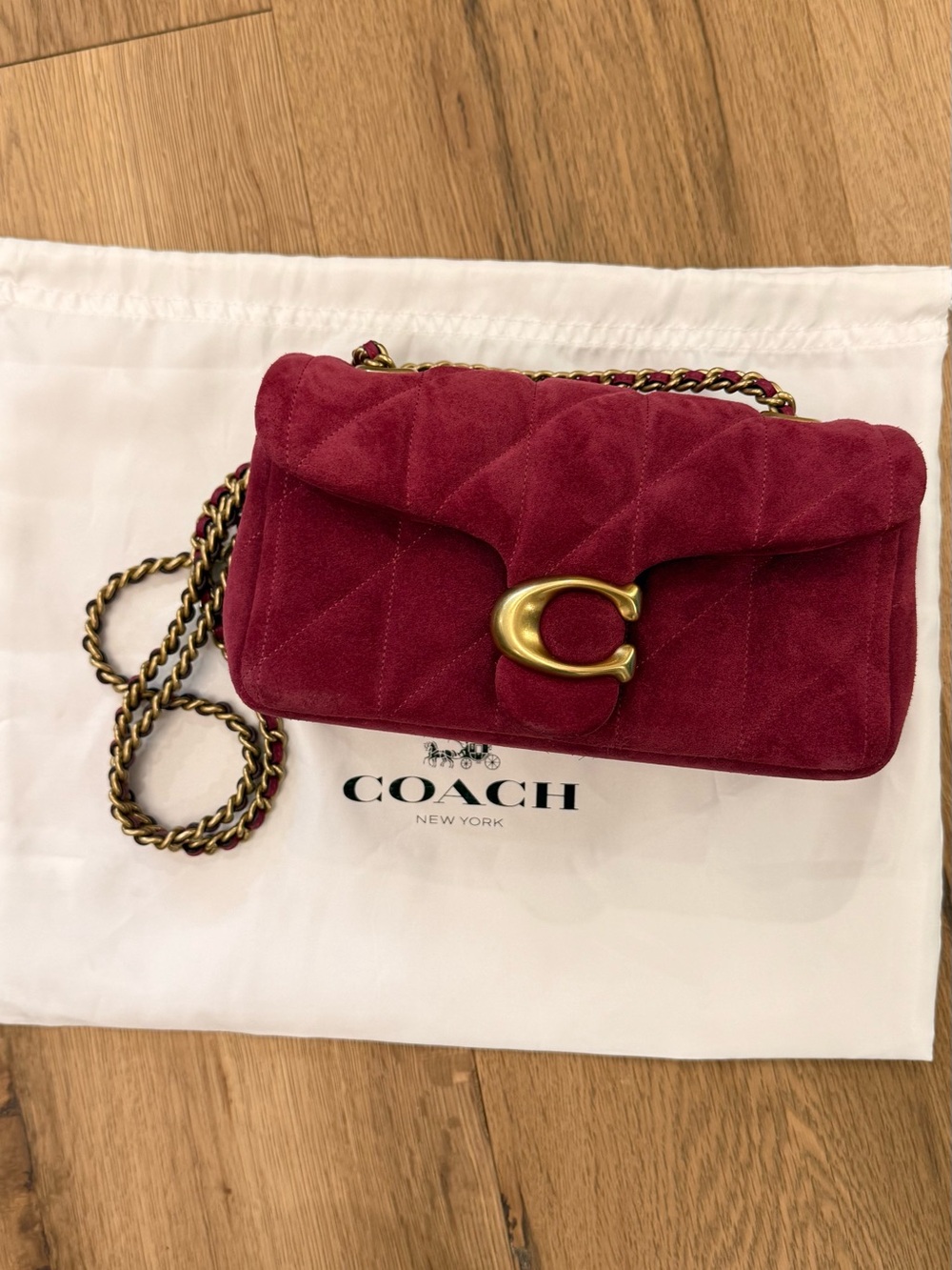 Coach tabby 20 Quilted Suede Shoulder Bag in Burgundy dark FUSCHIA NEW